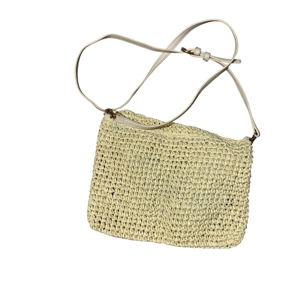 Lauren Conrad Straw Crossbody Bag Floral Crochet Magnetic Closure - Picture 2 of 3